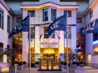 Hotel entrance by night